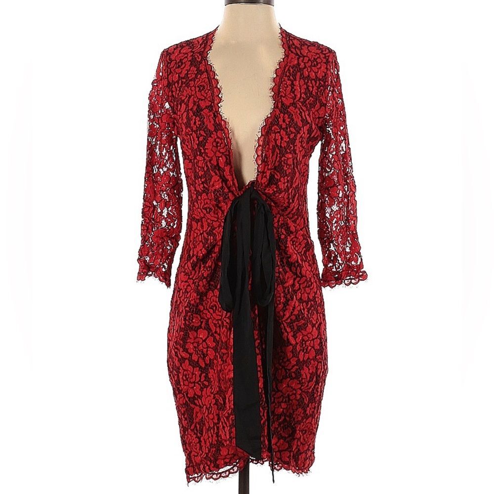 Diane Von Furstenberg Lace Wrap Dress - Picture 3 of 9